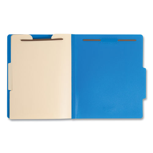 Picture of Six-Section Poly Classification Folders, 2" Expansion, 2 Dividers, 6 Fasteners, Letter Size, Blue Exterior, 10/Box