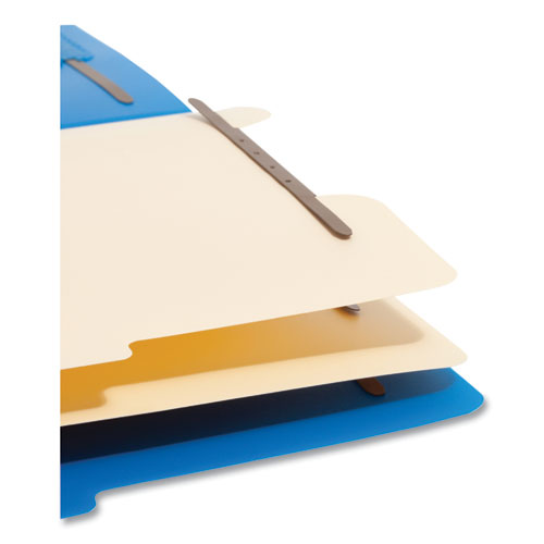 Picture of Six-Section Poly Classification Folders, 2" Expansion, 2 Dividers, 6 Fasteners, Letter Size, Blue Exterior, 10/Box