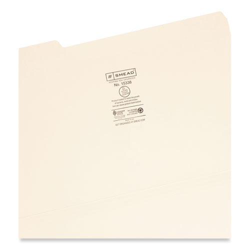 Picture of Top Tab File Folders with Antimicrobial Product Protection, 1/3-Cut Tabs: Assorted, Legal, 0.75" Expansion, Manila, 100/Box