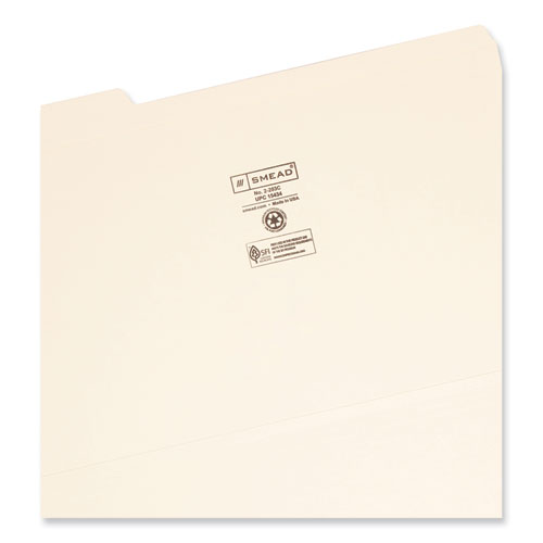 Picture of Reinforced Tab Manila File Folders, 1/3-Cut Tabs: Assorted, Legal Size, 0.75" Expansion, 14-pt Manila, 100/Box