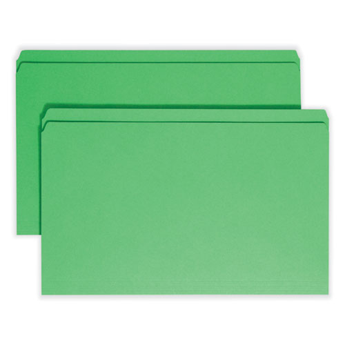 Picture of Reinforced Top Tab Colored File Folders, Straight Tabs, Legal Size, 0.75" Expansion, Green, 100/Box