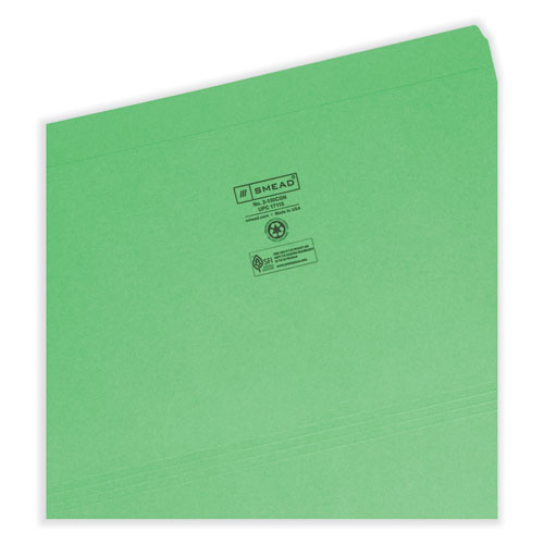 Picture of Reinforced Top Tab Colored File Folders, Straight Tabs, Legal Size, 0.75" Expansion, Green, 100/Box