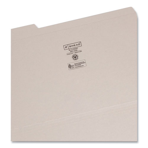 Picture of Reinforced Top Tab Colored File Folders, 1/3-Cut Tabs: Assorted, Legal Size, 0.75" Expansion, Gray, 100/Box