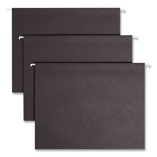 Picture of Colored Hanging File Folders with 1/5 Cut Tabs, Letter Size, 1/5-Cut Tabs, Black, 25/Box