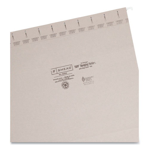 Picture of TUFF Hanging Folders with Easy Slide Tab, Letter Size, 1/3-Cut Tabs, Steel Gray, 18/Box