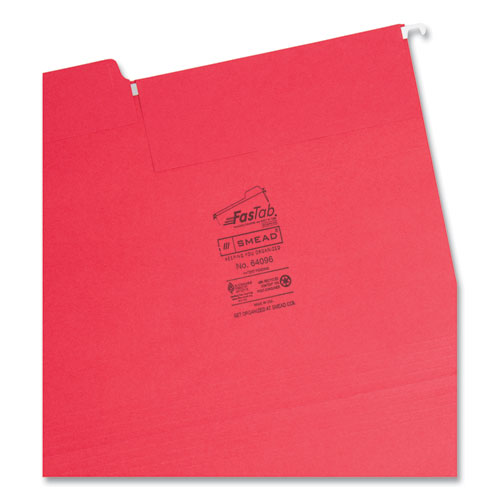 Picture of FasTab Hanging Folders, Letter Size, 1/3-Cut Tabs, Red, 20/Box