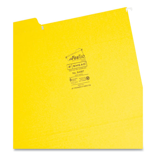 Picture of FasTab Hanging Folders, Letter Size, 1/3-Cut Tabs, Yellow, 20/Box