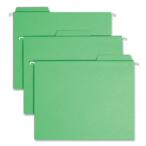 Picture of FasTab Hanging Folders, Letter Size, 1/3-Cut Tabs, Green, 20/Box