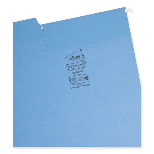 Picture of FasTab Hanging Folders, Letter Size, 1/3-Cut Tabs, Blue, 20/Box