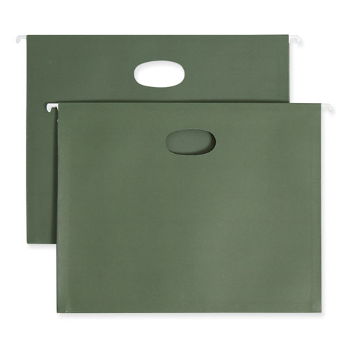 Picture of Hanging Pockets with Full-Height Gusset, 1 Section, 3.5" Capacity, Letter Size, Standard Green, 10/Box