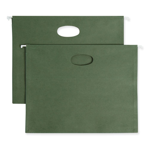 Picture of 100% Recycled Hanging Pockets with Full-Height Gusset, 1 Section, 3.5" Capacity, Letter Size, Standard Green, 10/Box