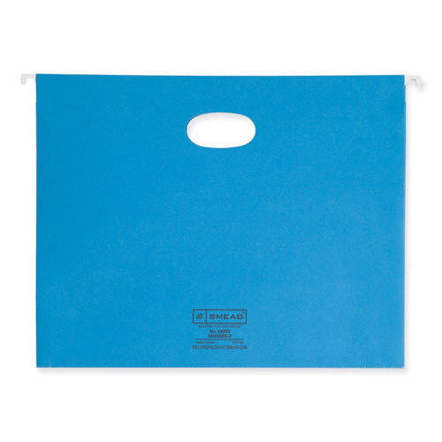 Picture of Hanging Pockets with Full-Height Gusset, 1 Section, 2" Capacity, Letter Size, 1/5-Cut Tabs, Sky Blue, 25/Box