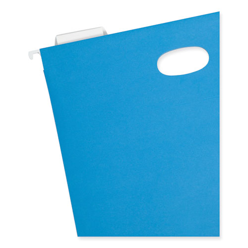 Picture of Hanging Pockets with Full-Height Gusset, 1 Section, 2" Capacity, Letter Size, 1/5-Cut Tabs, Sky Blue, 25/Box