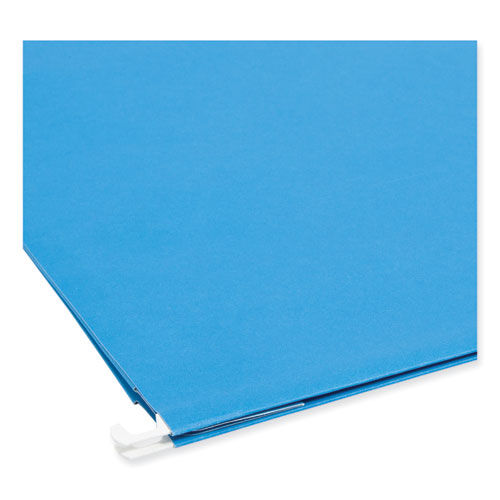 Picture of Hanging Pockets with Full-Height Gusset, 1 Section, 3" Capacity, Letter Size, 1/5-Cut Tabs, Sky Blue, 25/Box