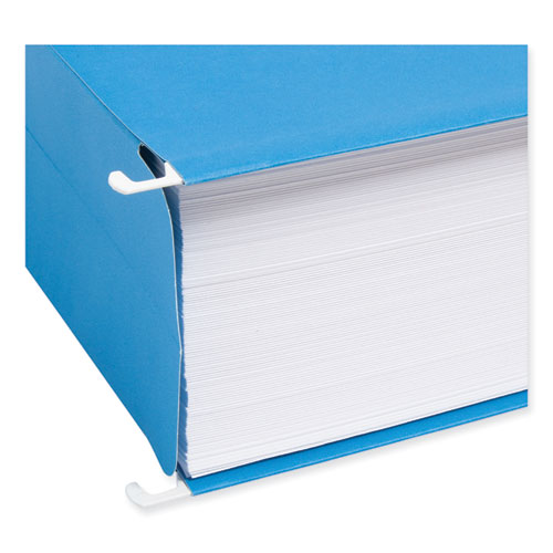 Picture of Hanging Pockets with Full-Height Gusset, 1 Section, 3" Capacity, Letter Size, 1/5-Cut Tabs, Sky Blue, 25/Box