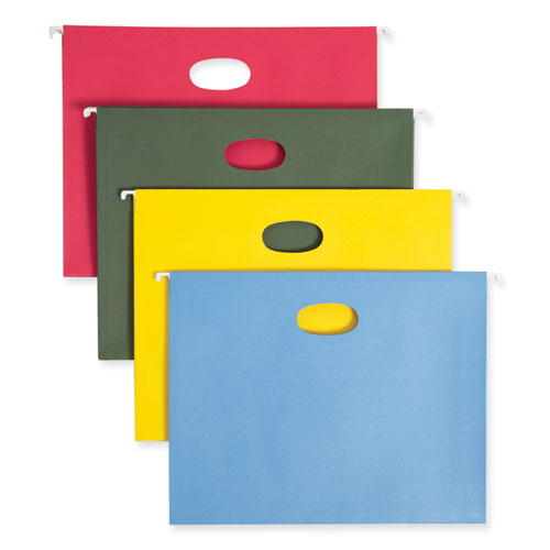 Picture of Hanging Pockets with Full-Height Gusset, 1 Section, 3.5" Capacity, Letter Size, Assorted Colors, 4/Pack