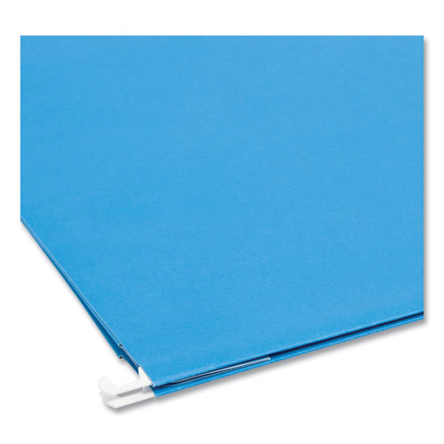 Picture of Hanging Pockets with Full-Height Gusset, 1 Section, 3" Capacity, Legal Size, 1/5-Cut Tabs, Sky Blue, 25/Box