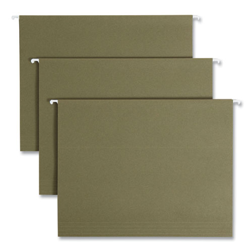 Picture of 100% Recycled Hanging File Folders, Letter Size, 1/5-Cut Tabs, Standard Green, 25/Box