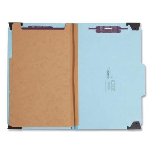 Picture of FasTab Hanging Pressboard Classification Folders, 2 Dividers, Legal Size, Blue