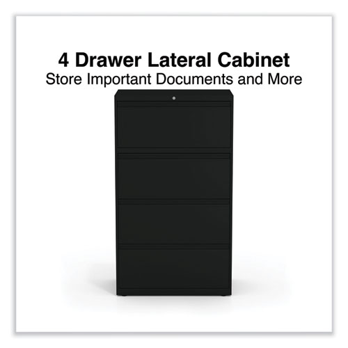 Picture of Lateral File, 4 Legal/Letter-Size File Drawers, Black, 30" x 18.63" x 52.5"