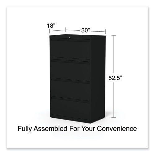 Picture of Lateral File, 4 Legal/Letter-Size File Drawers, Black, 30" x 18.63" x 52.5"