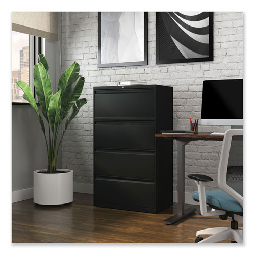 Picture of Lateral File, 4 Legal/Letter-Size File Drawers, Black, 30" x 18.63" x 52.5"