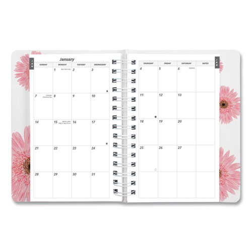 Picture of Pink Ribbon Essential Daily Appointment Book, Daisy Artwork, 8 x 5, Navy/Gray/Pink Cover, 12-Month (Jan to Dec): 2025