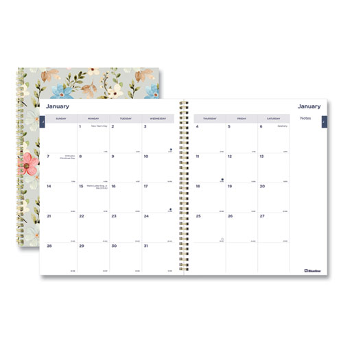 Picture of Monthly 14-Month Planner, Spring Floral Watercolor Artwork, 11 x 8.5, Multicolor Cover, 14-Month (Dec to Jan): 2023 to 2025