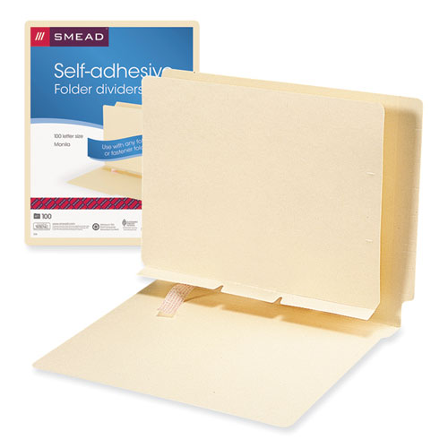 Self-Adhesive+Folder+Dividers+for+Top%2FEnd+Tab+Folders%2C+Prepunched+for+Fasteners%2C+1+Fastener%2C+Letter+Size%2C+Manila%2C+100%2FBox