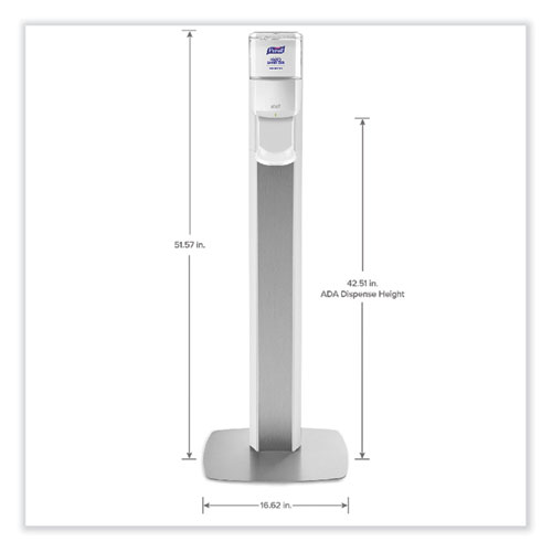 Picture of MESSENGER ES6 Floor Stand with Dispenser, 1,200 mL, 13.16 x 16.63 x 51.57, Silver/White