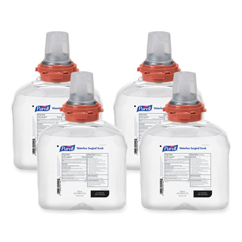 Picture of Waterless Surgical Scrub Gel Hand Sanitizer, 1,200 mL Refill Bottle, Fragrance-Free, For TFX Dispenser, 4/Carton