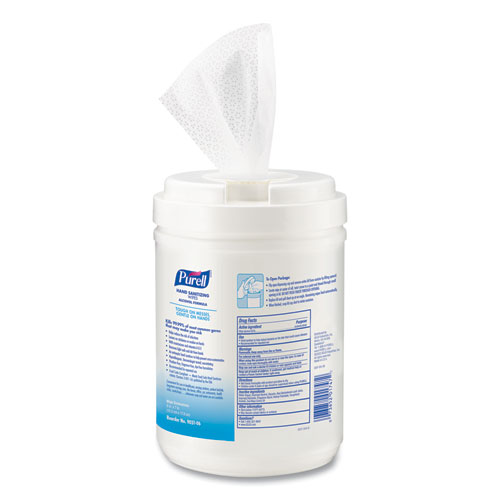 Picture of Hand Sanitizing Wipes Alcohol Formula, 6 x 7, Unscented, White, 175/Canister, 6 Canisters/Carton