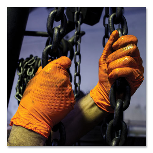 Picture of Heavy-Duty Industrial Nitrile Gloves, Powder-Free, 8 mil, Medium, Orange, 100/Box