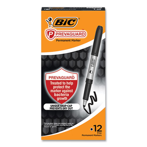 Picture of PrevaGuard Permanent Marker, Fine Bullet Tip, Black, 12/Pack