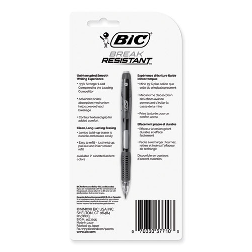 Picture of Break-Resistant Mechanical Pencils with Erasers, 0.7 mm, HB (#2), Black Lead, Assorted Barrel Colors, 2/Pack