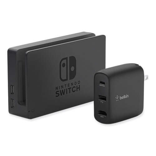 Picture of Connect 46.5W Multi-Port Power Hub for USB-C Laptop or Nintendo Switch, 3 Ports, Black