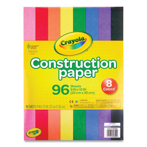 Picture of Construction Paper, 9 x 12, Assorted Colors, 96 Sheets/Pack