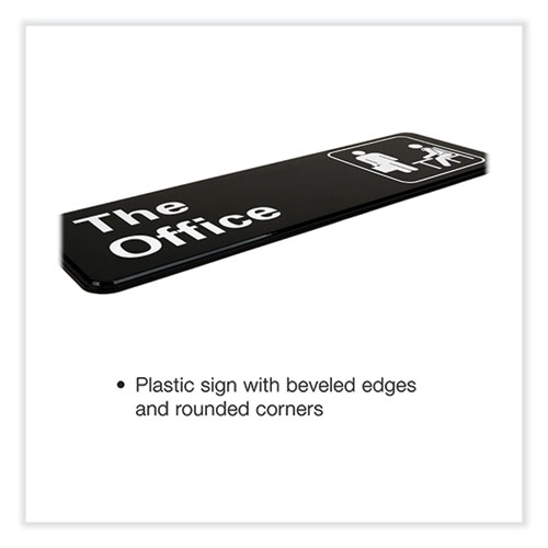 Picture of The Office Indoor/Outdoor Wall Sign, 9" x 3", Black Face, White Graphics, 2/Pack
