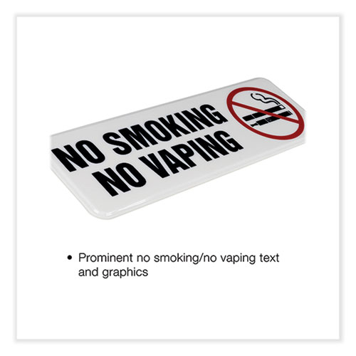 Picture of No Smoking No Vaping Indoor/Outdoor Wall Sign, 9" x 3", Black Face, Black/Red Graphics, 4/Pack