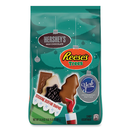 Picture of Holiday Shapes, Hershey’s/Reese's/York Chocolate, White Creme, Peanut Butter Assortment, 31.8 oz Bag