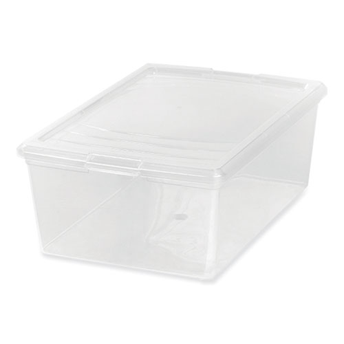 Picture of 13.5 Qt. Lift-Off Lid Storage Tote, 10.6" x 16.1" x 5.9", Clear/Gray