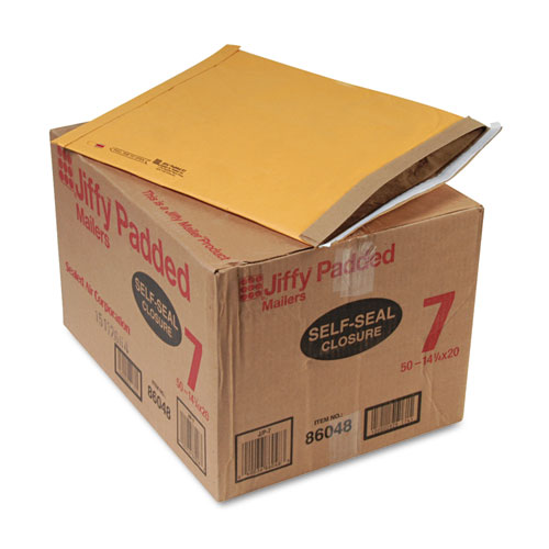 Picture of Jiffy Padded Mailer, #7, Paper Padding, Self-Adhesive Closure, 14.25 x 20, Natural Kraft, 50/Carton