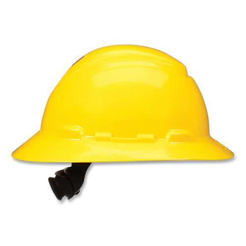 Picture of SecureFit Full Brim Hard Hat with Uvicator, Four-Point Ratchet Suspension, Yellow