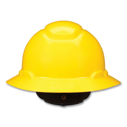 Picture of SecureFit Full Brim Hard Hat with Uvicator, Four-Point Ratchet Suspension, Yellow