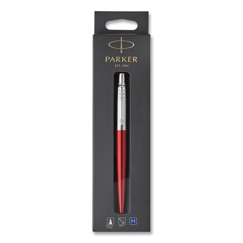 Picture of Jotter Ballpoint Pen, Retractable, Medium 0.7 mm, Blue Ink, Kensington Red/Chrome Barrel