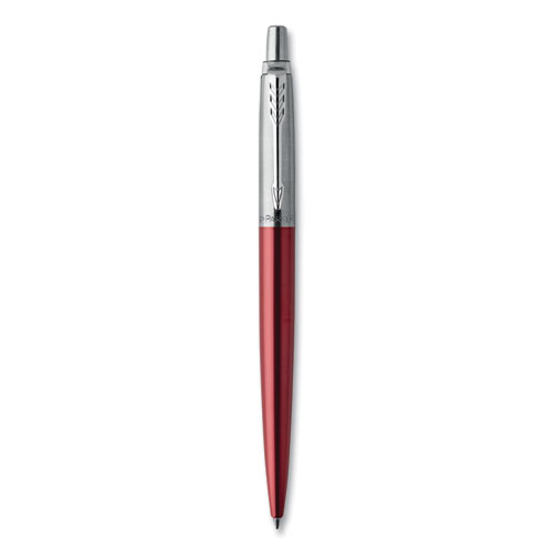 Picture of Jotter Ballpoint Pen, Retractable, Medium 0.7 mm, Blue Ink, Kensington Red/Chrome Barrel