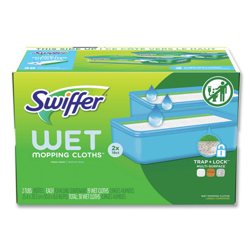 Picture of Sweeper TRAP + LOCK Wet Mop Cloth, 8 x 10, White, Open Window Scent, 38/Pack