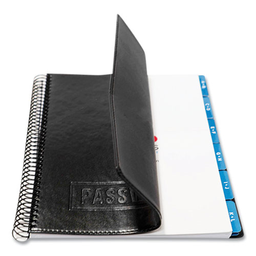 Picture of Executive Format Password Log Book, 576 Total Entries, 4 Entries/Page, Black Faux-Leather Cover, (72) 10 x 7.6 Sheets