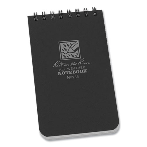 Picture of All-Weather Wire-O Notepad, Universal: Narrow Rule and Quadrille Rule, Black Cover, 50 White 3 x 5 Sheets