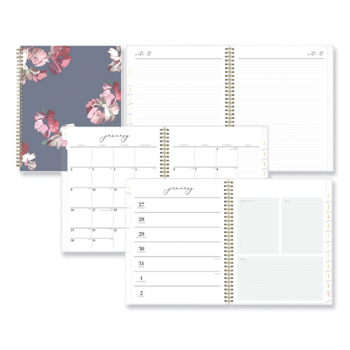 Picture of Life Note-It Leah Weekly/Monthly Notes Planner, Floral Artwork, 11 x 8.5, Gray/Pink/White Cover, 12-Month (Jan to Dec): 2026
